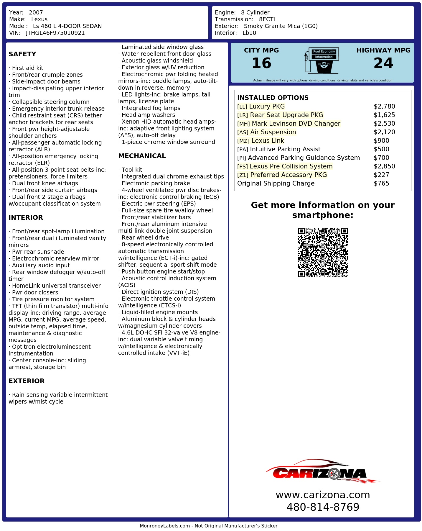 Monroney Label