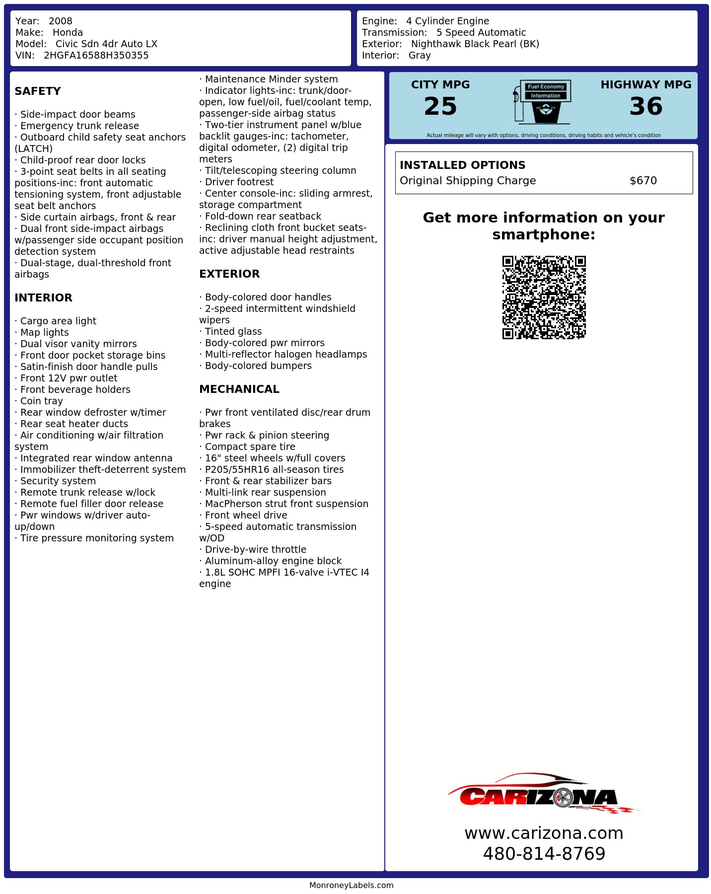 Monroney Label