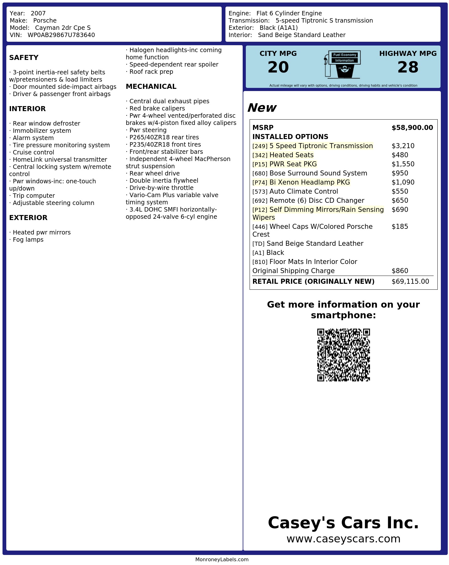 Monroney Label