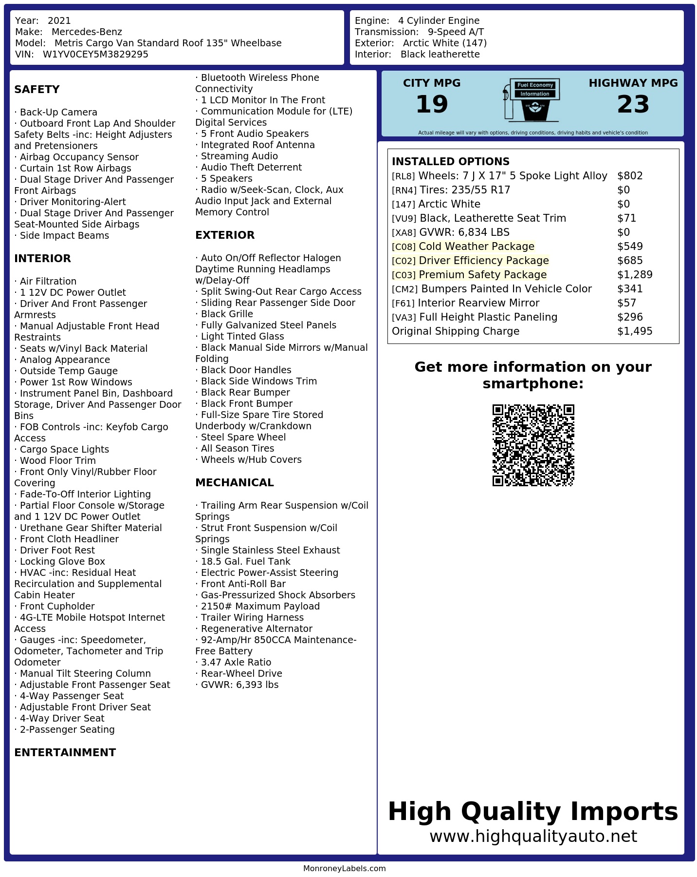Monroney Label