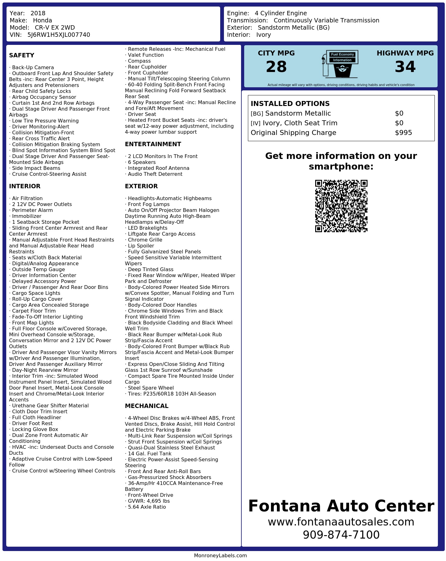 Monroney Label