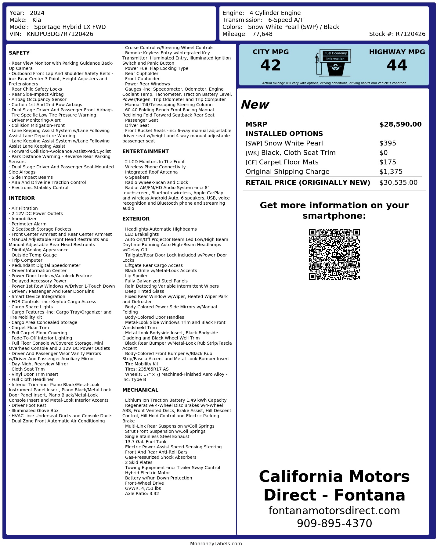 Monroney Label