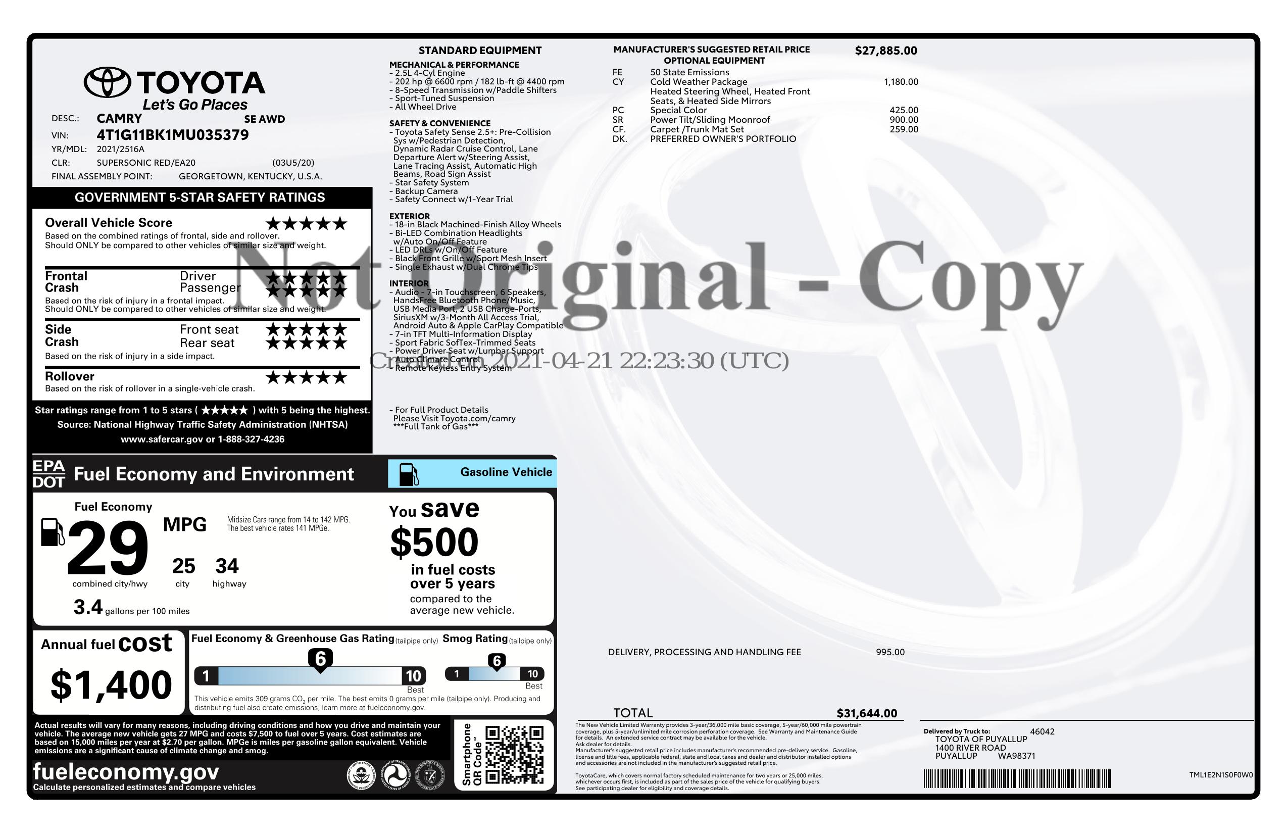 Monroney Label