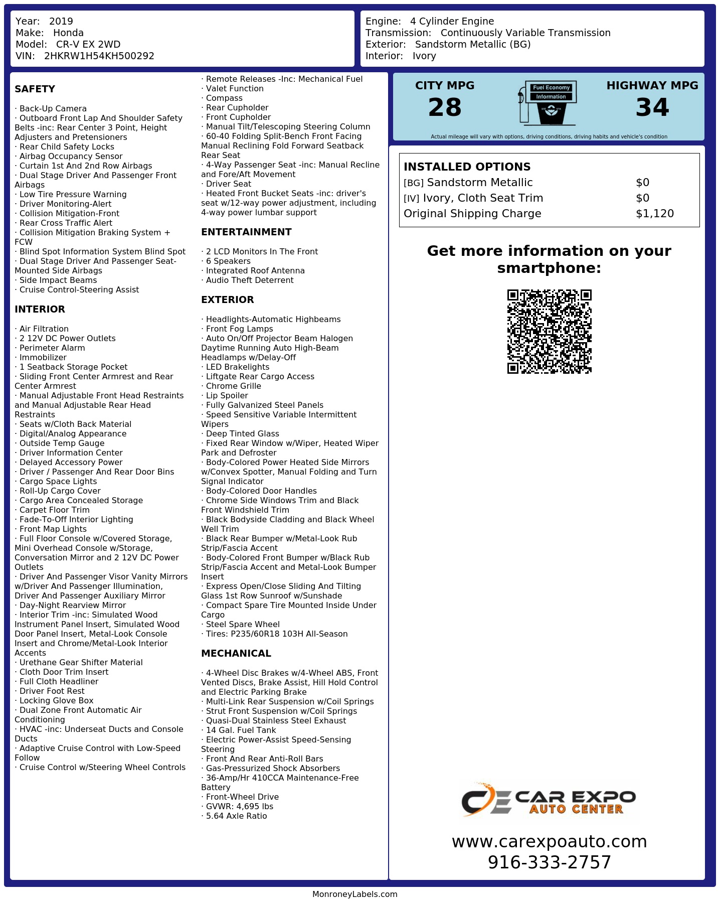 Monroney Label