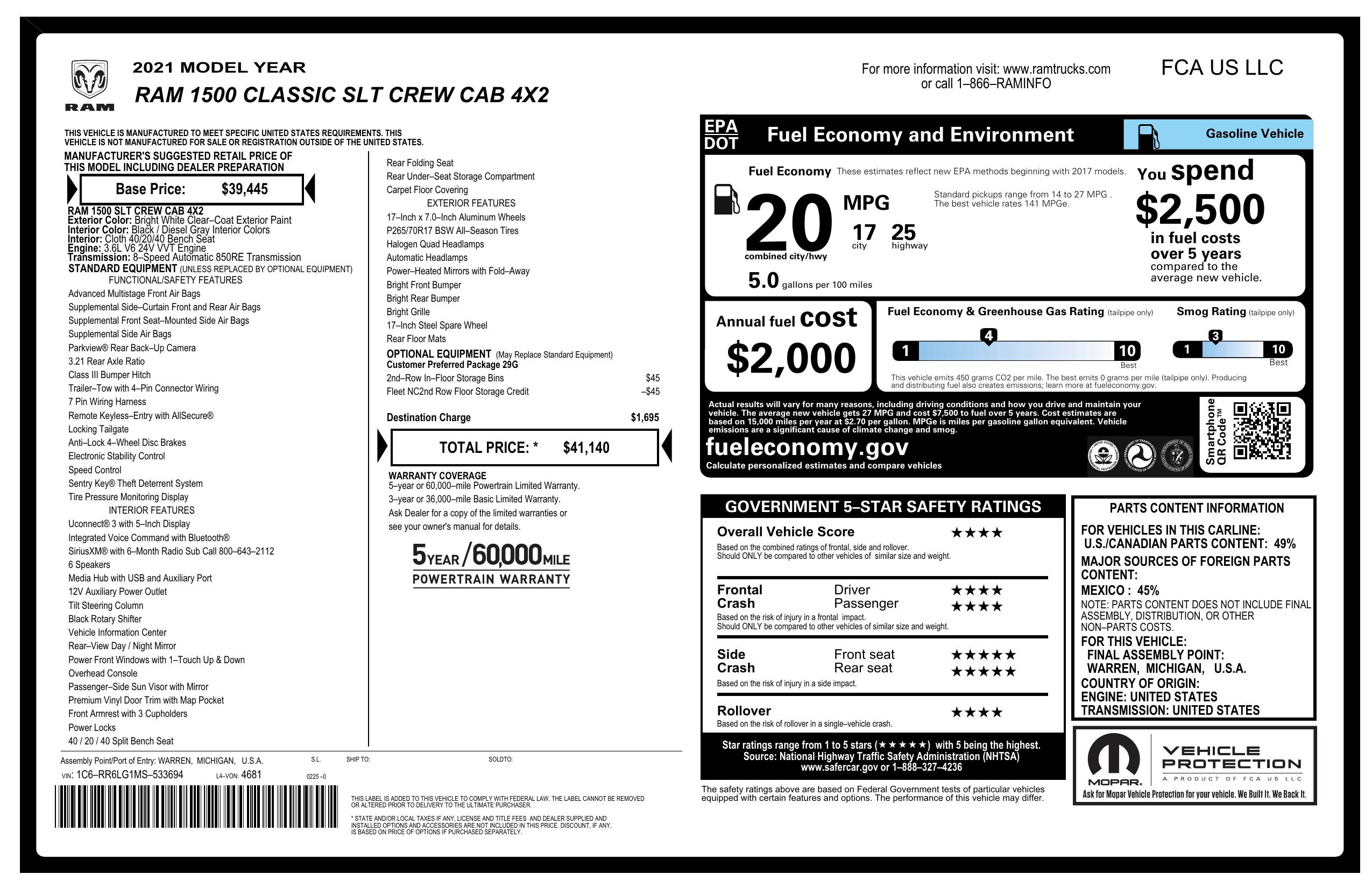 Monroney Label