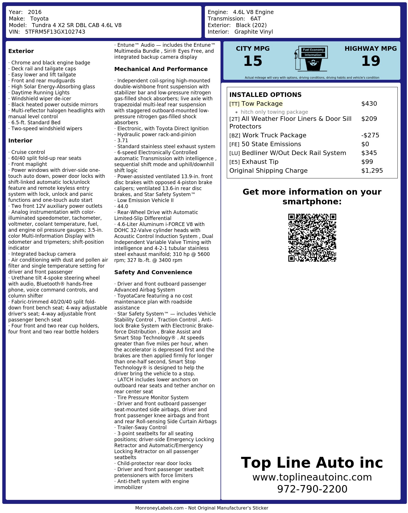 Monroney Label