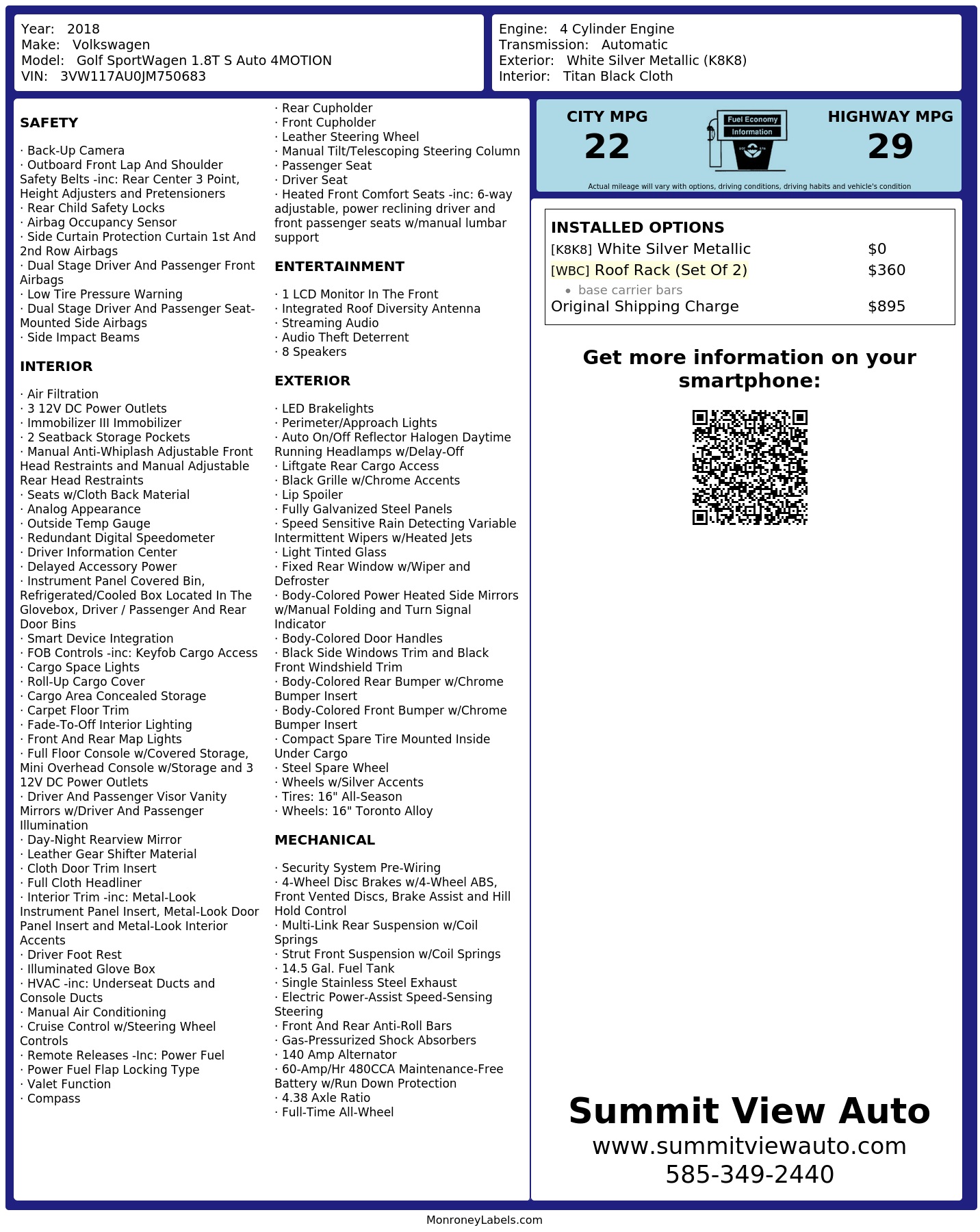 Monroney Label