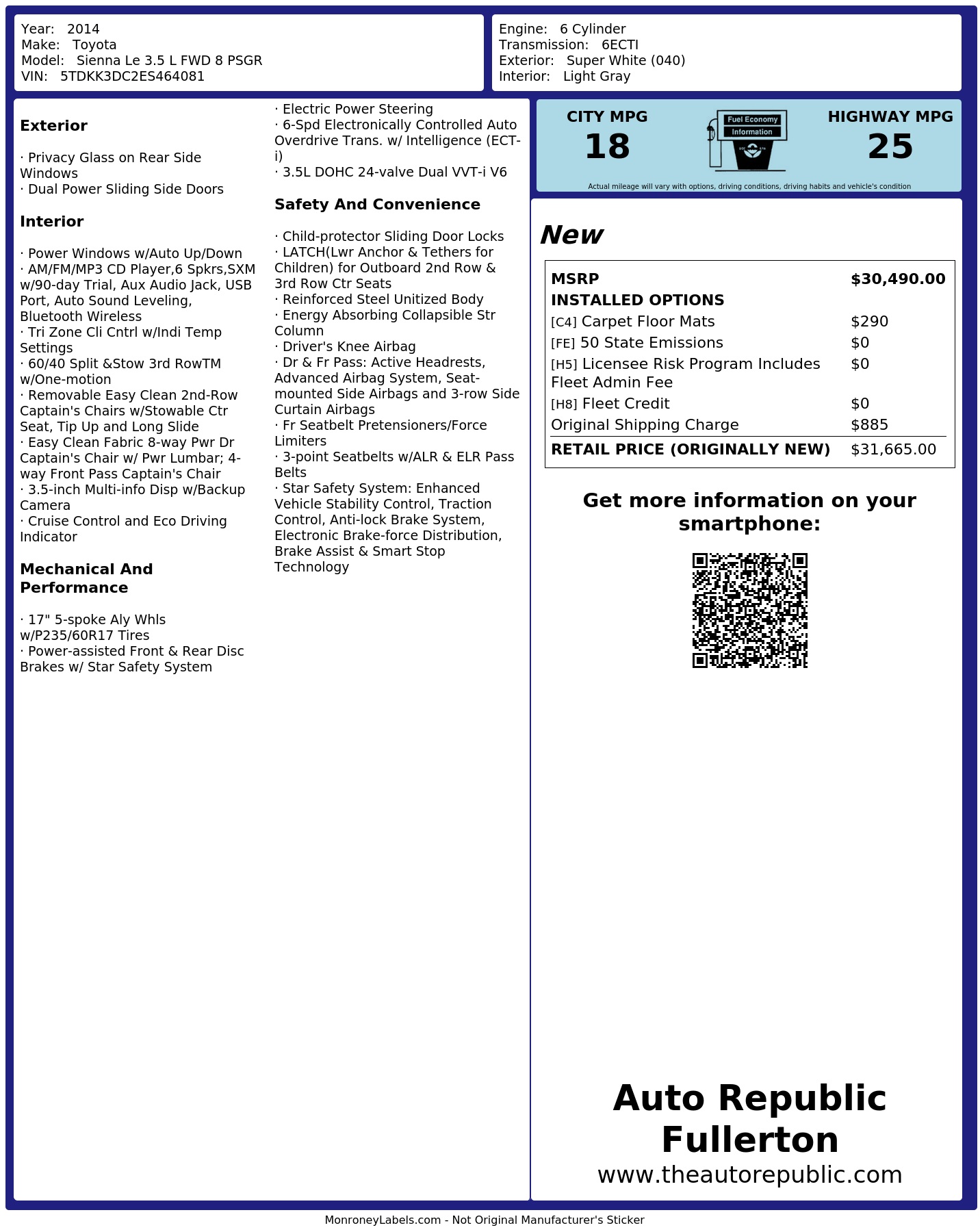 Monroney Label