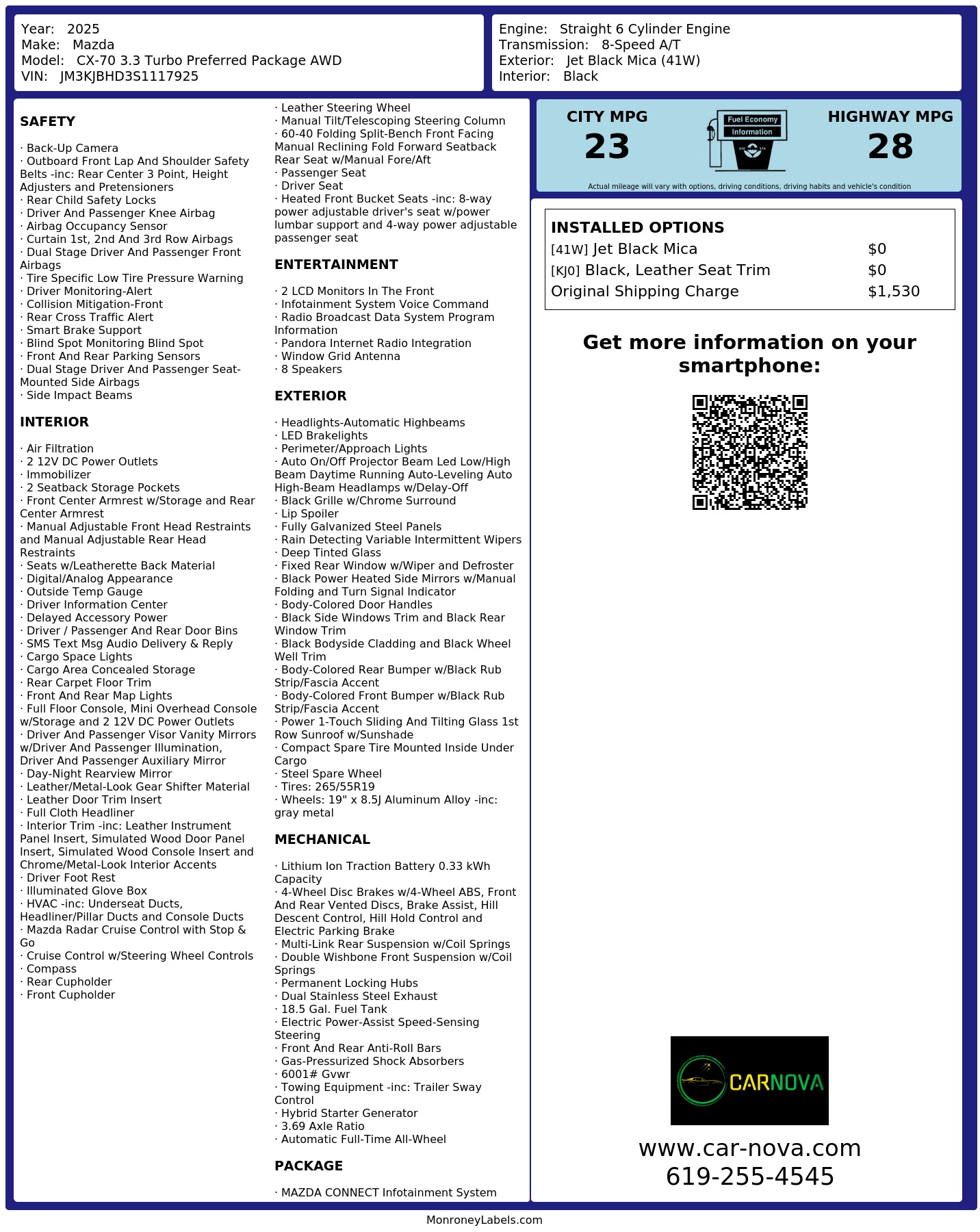 Monroney Label