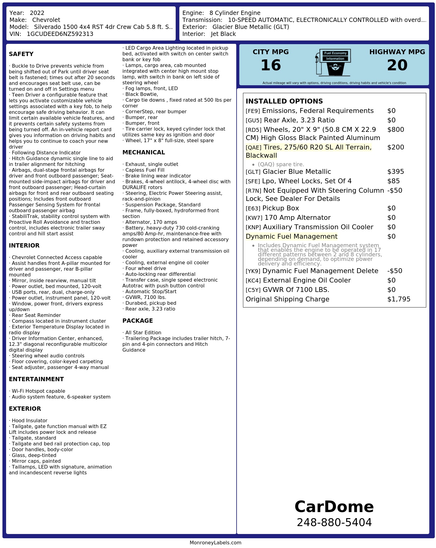 Monroney Label