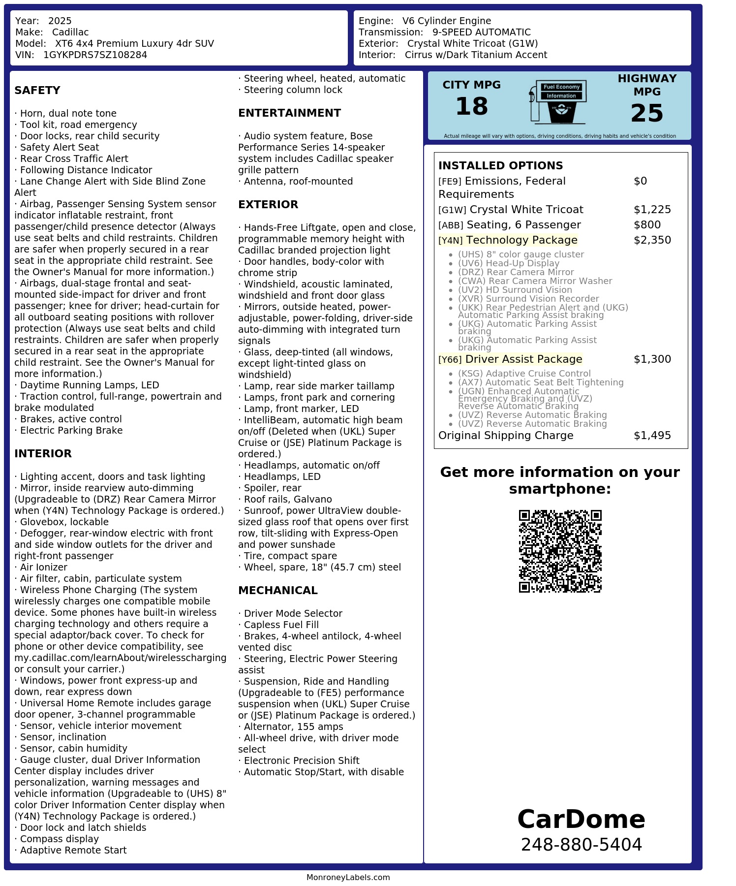 Monroney Label