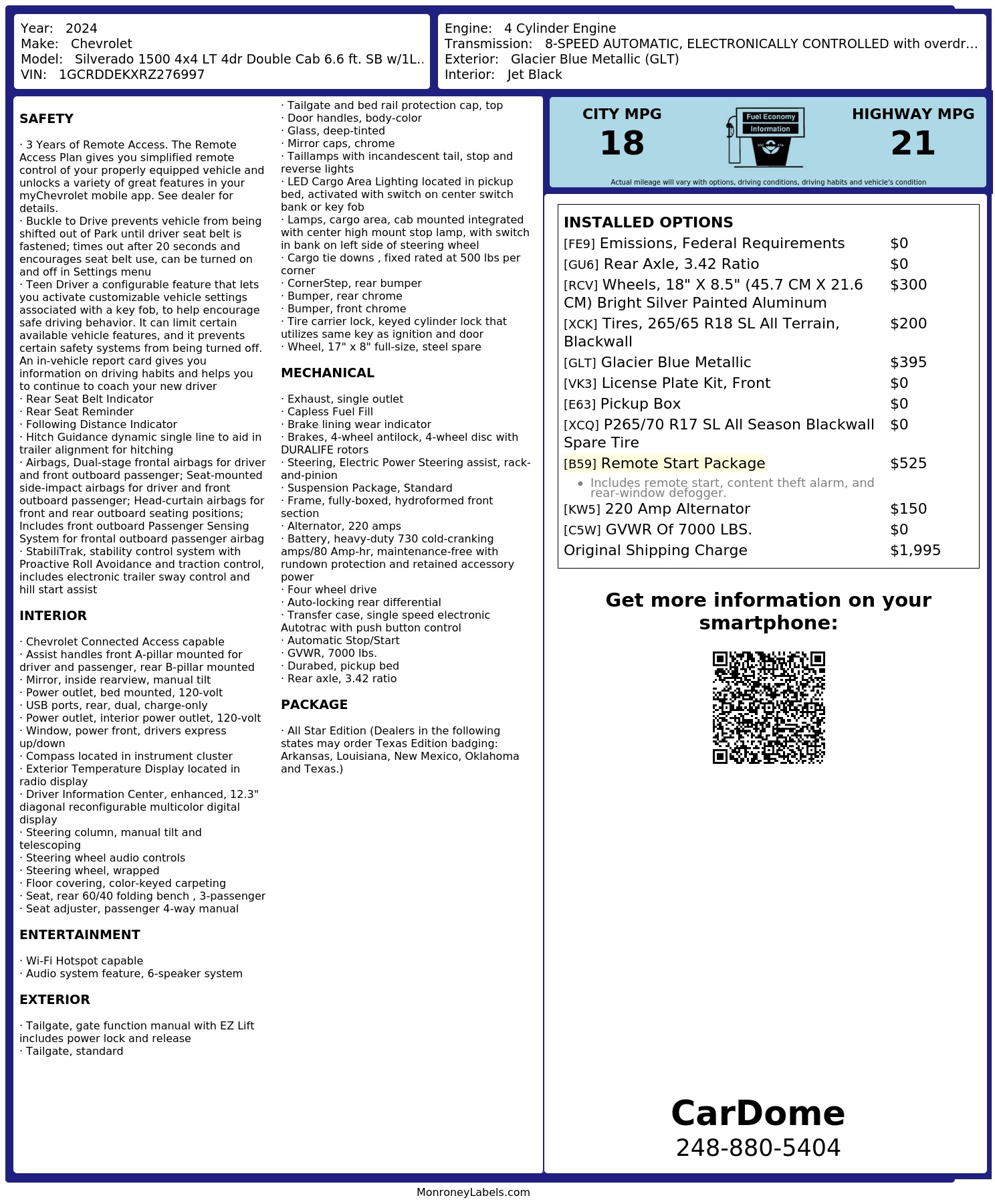Monroney Label
