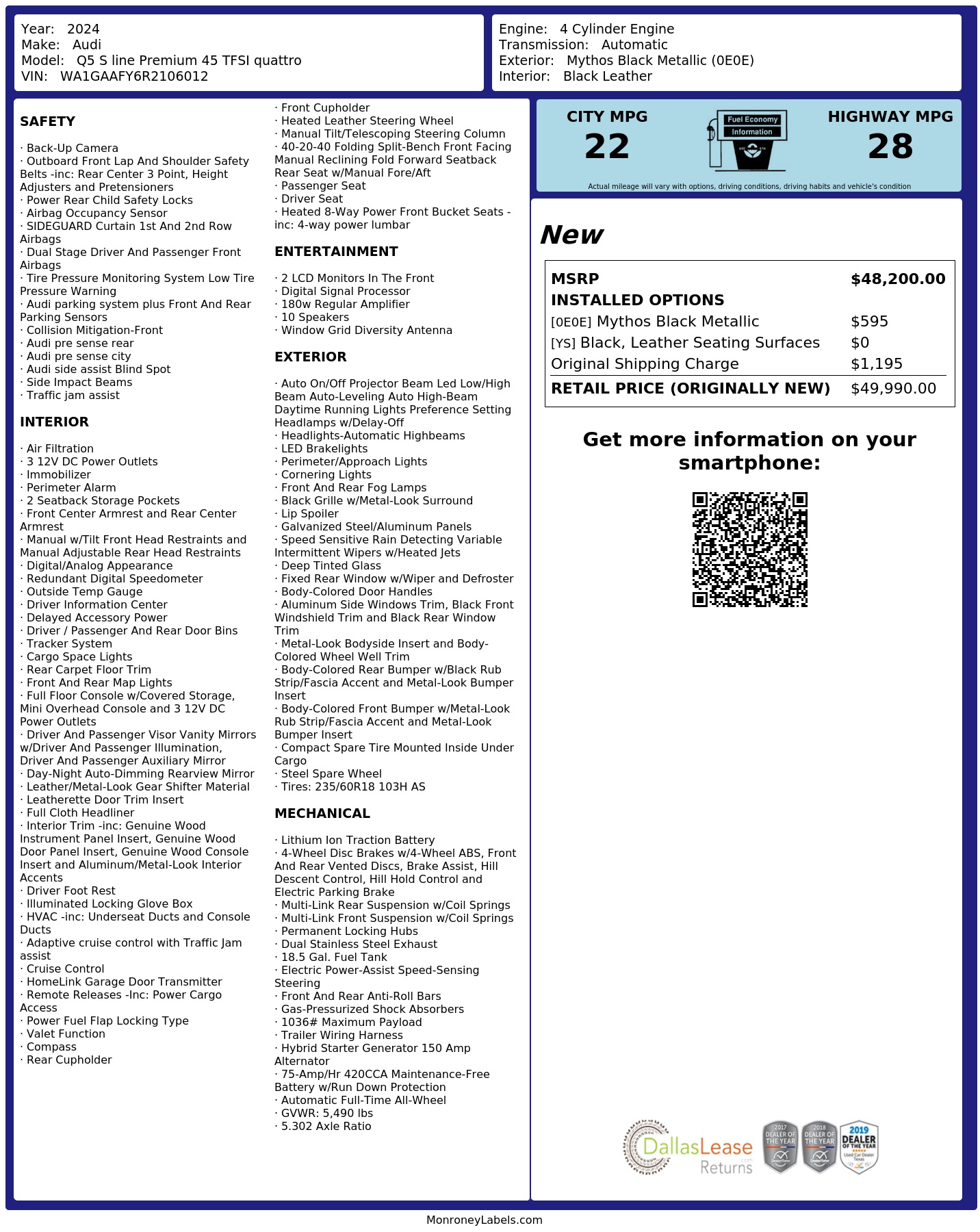 Monroney Label