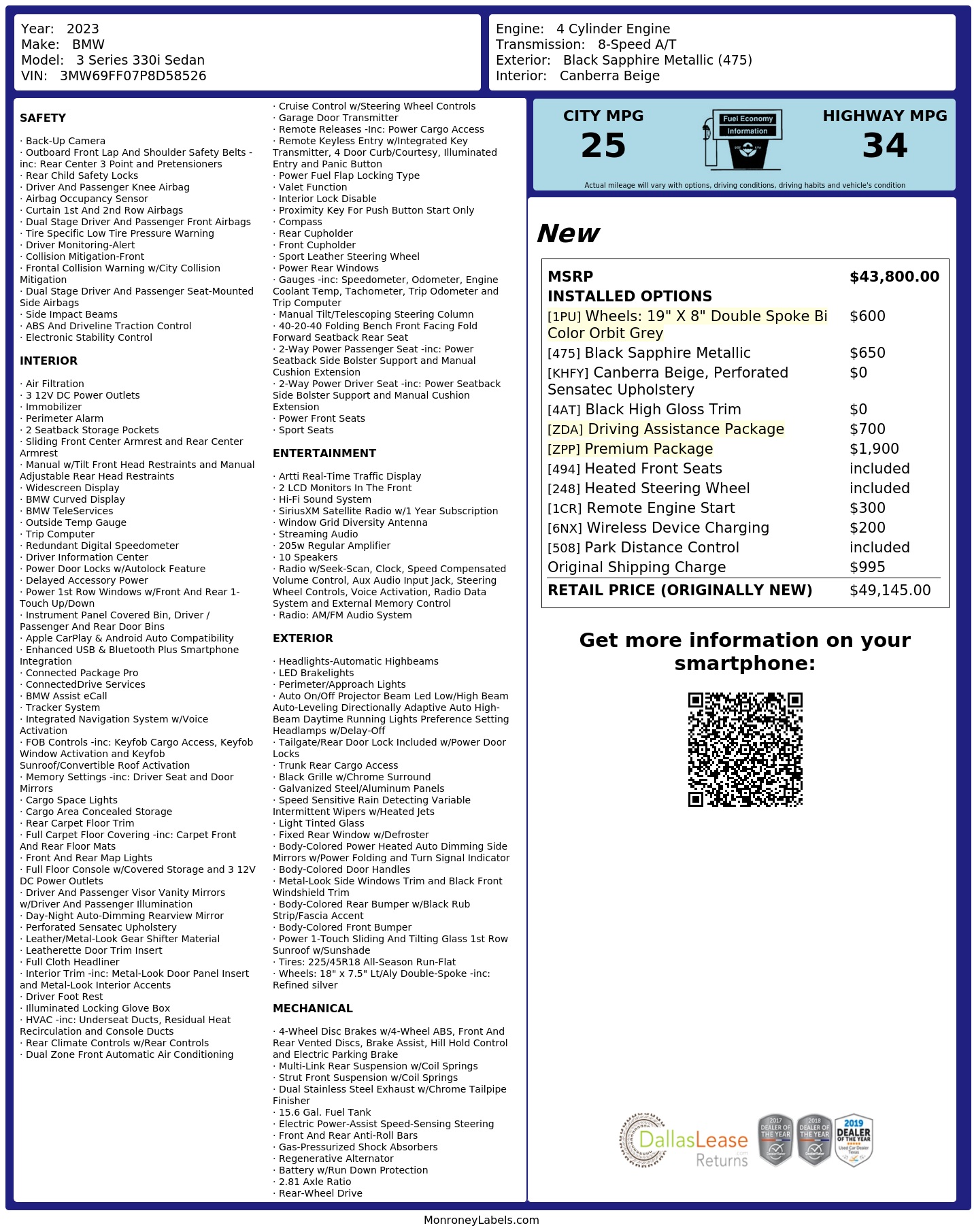 Monroney Label