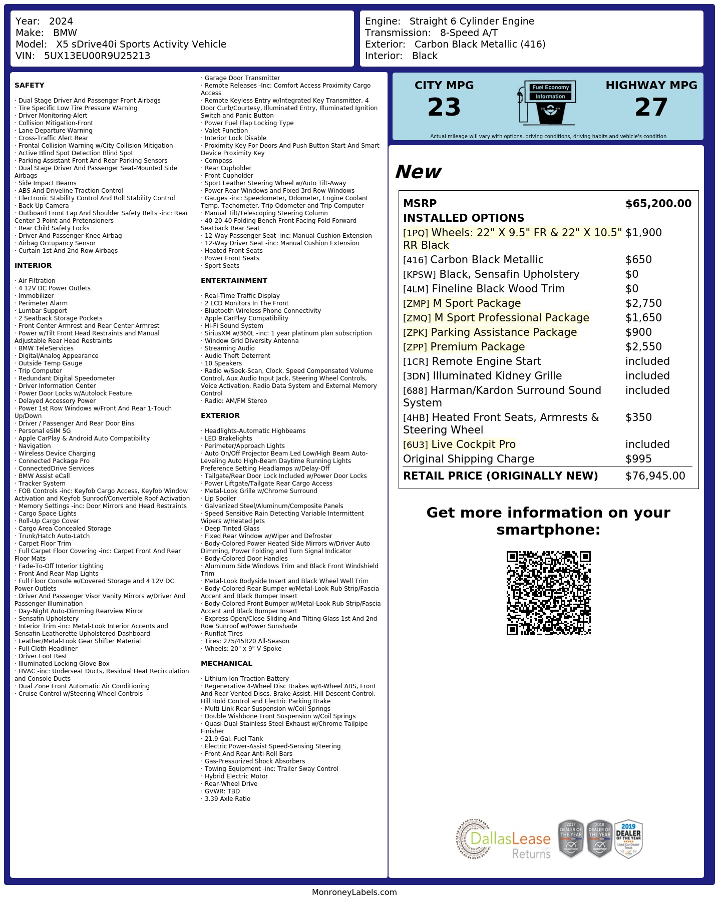 Monroney Label