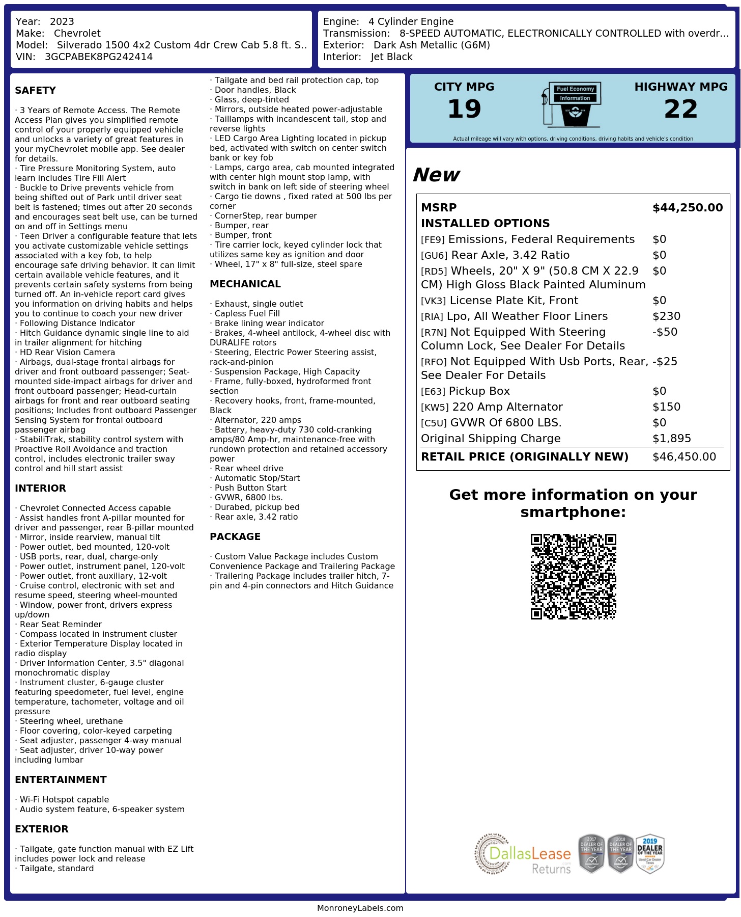 Monroney Label