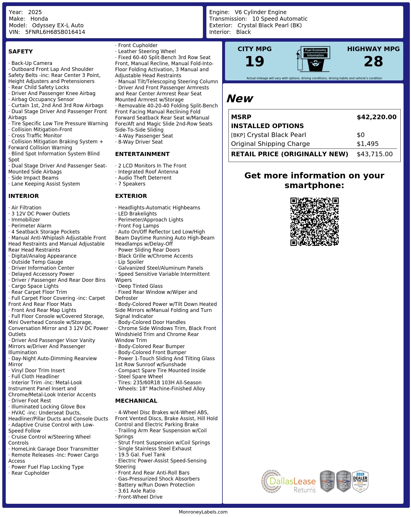 Monroney Label