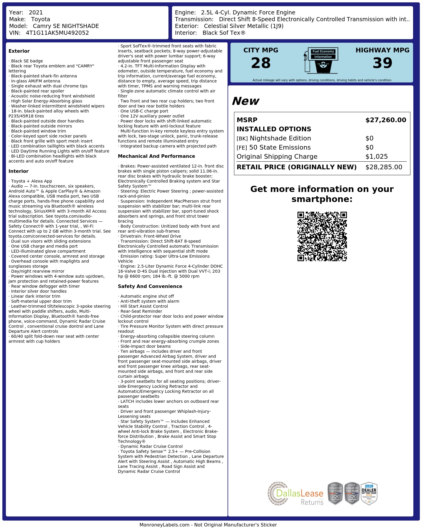 Monroney Label