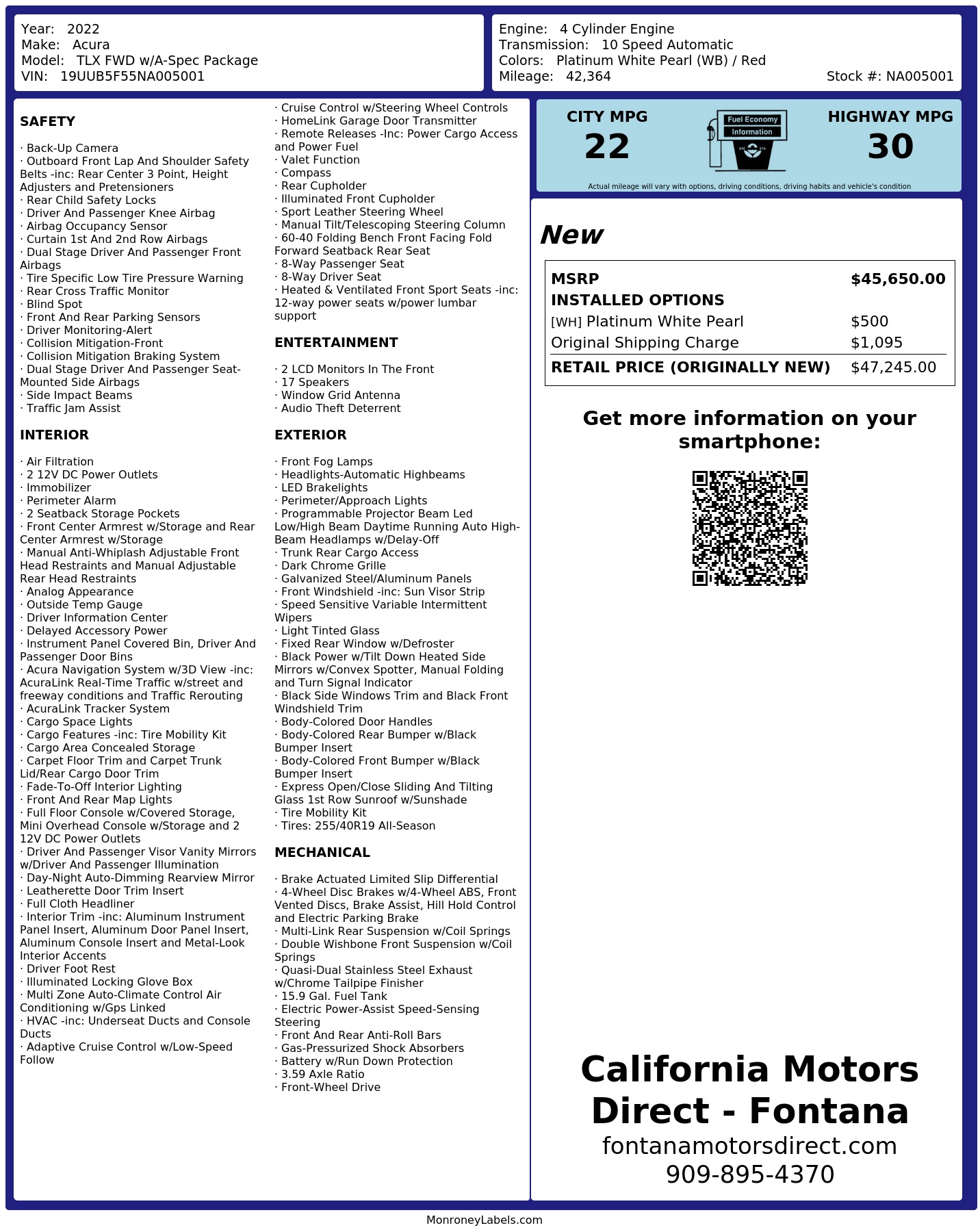 Monroney Label