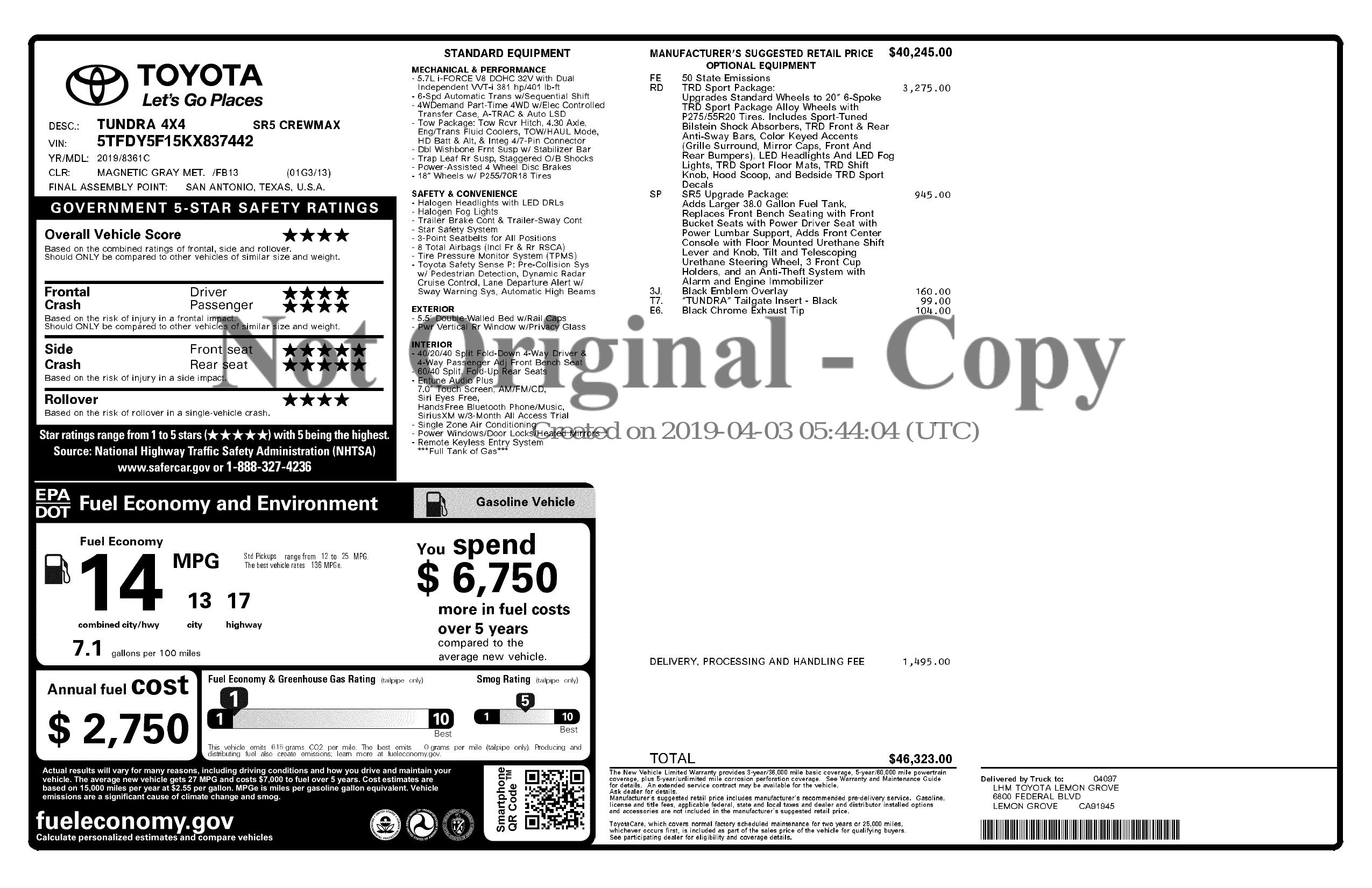 Monroney Label
