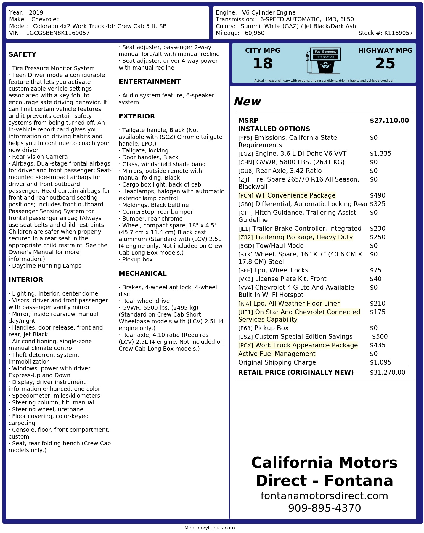 Monroney Label