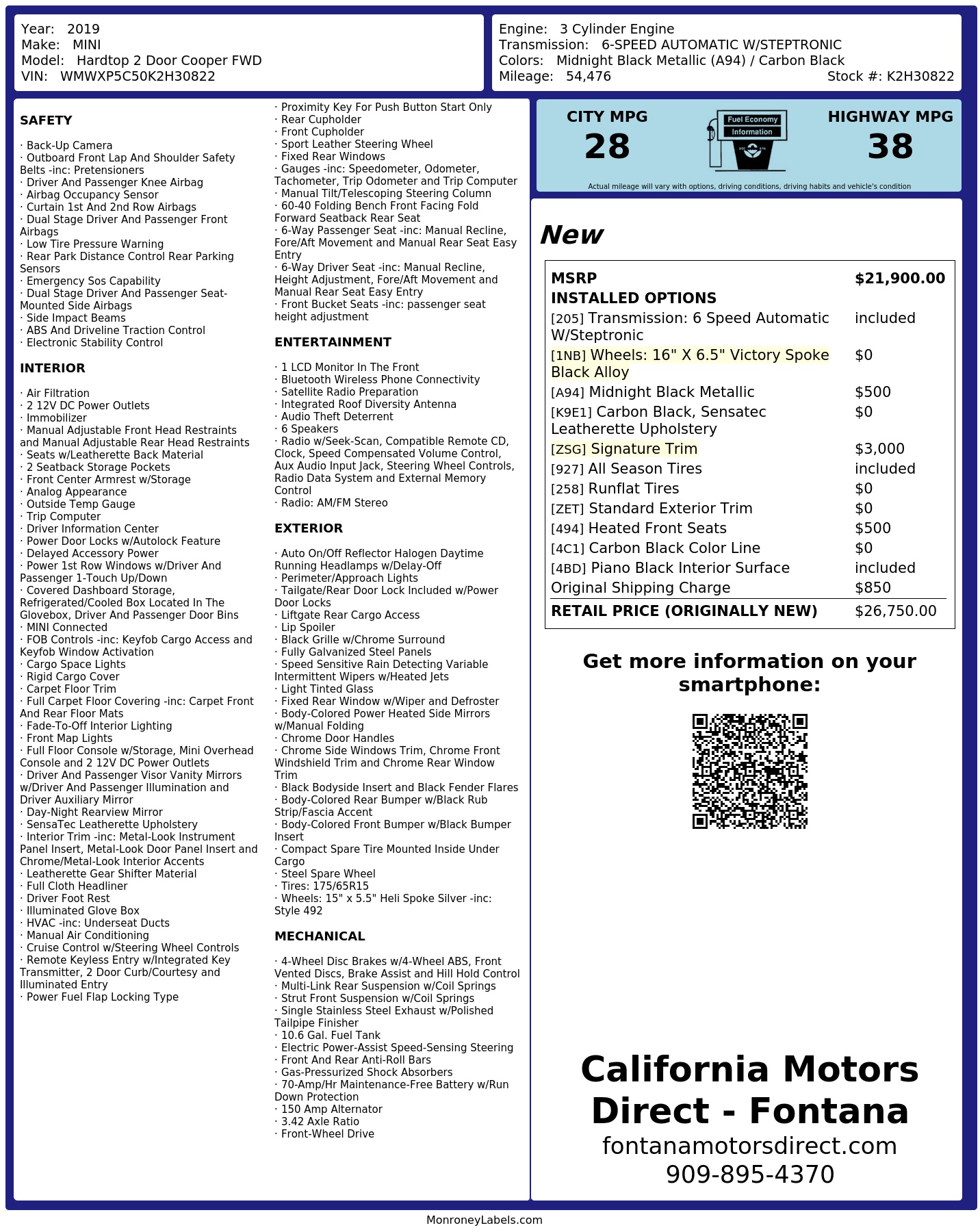 Monroney Label
