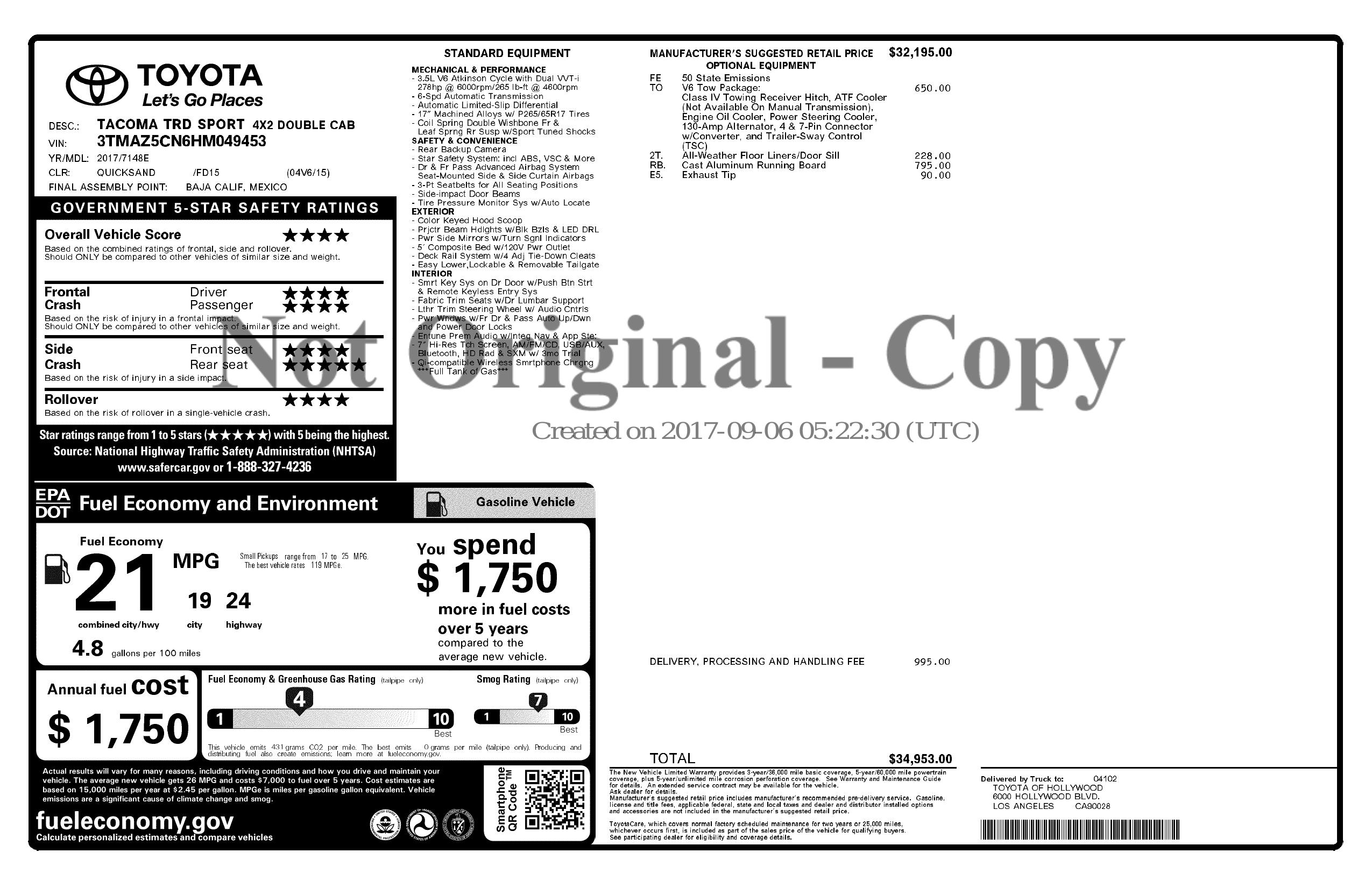 Monroney Label
