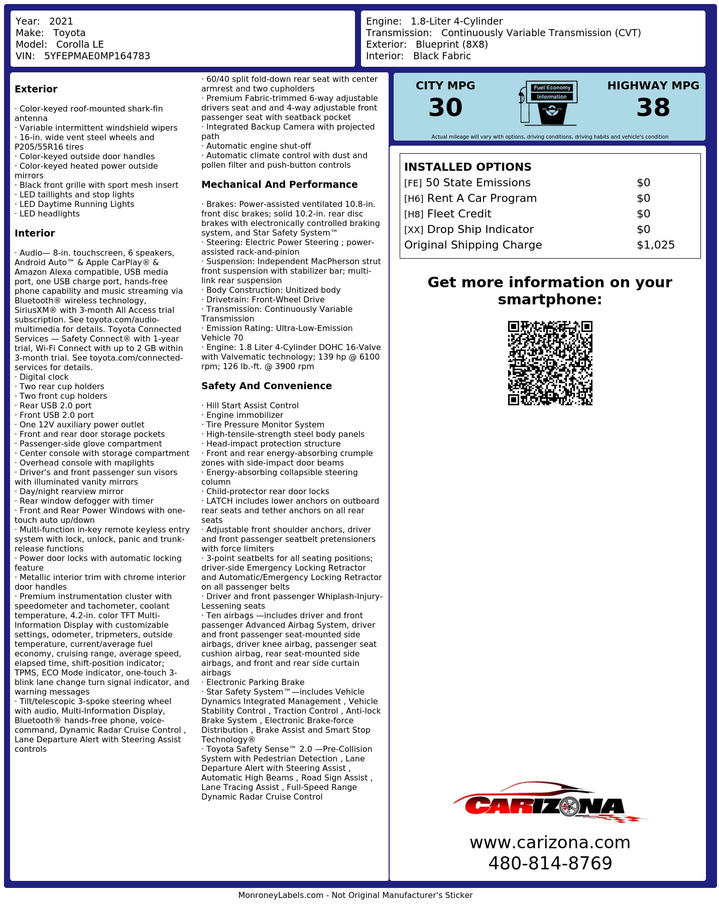 Monroney Label