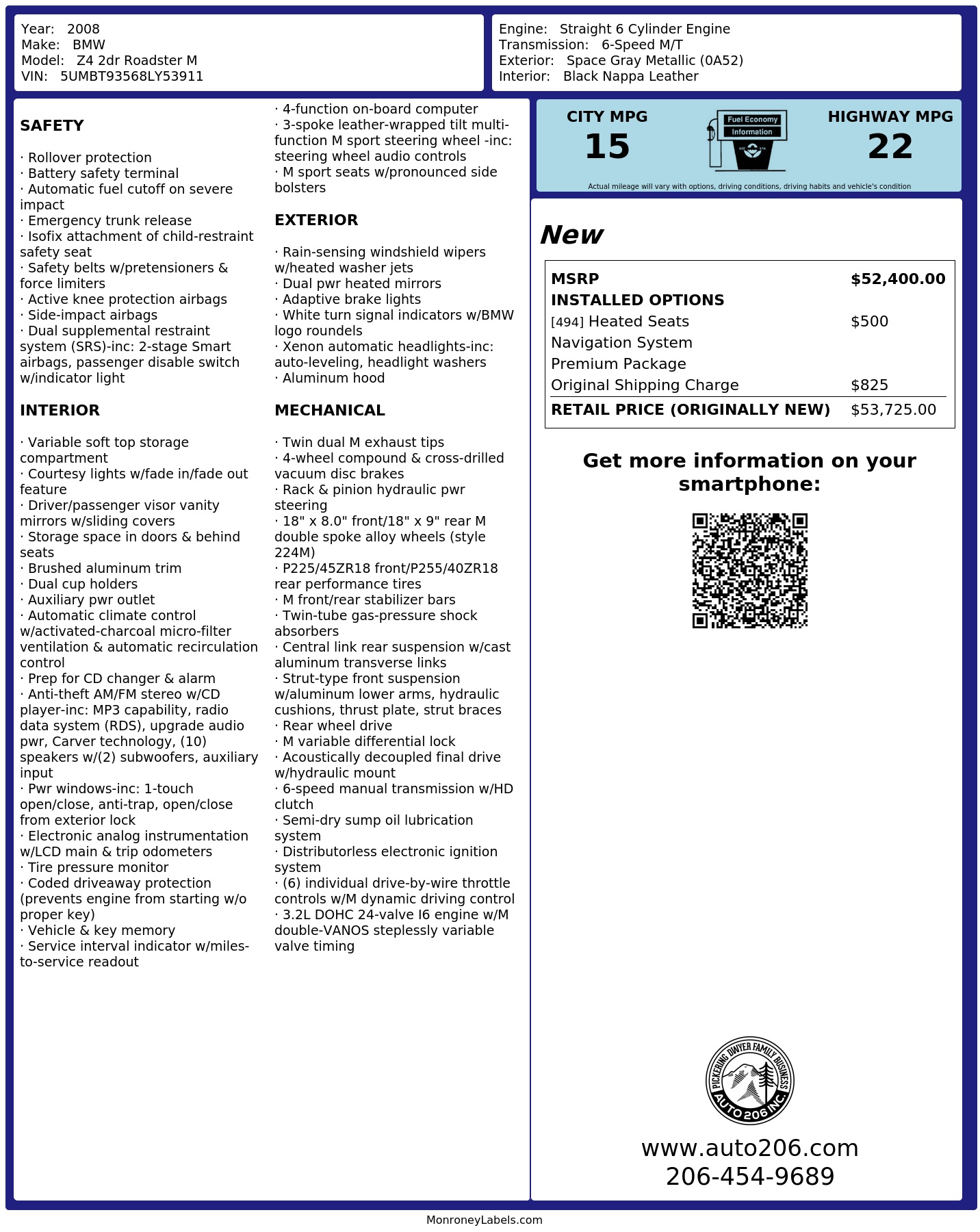 Monroney Label