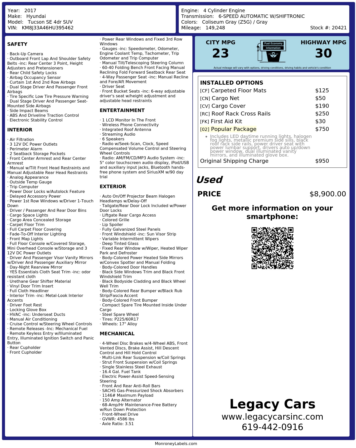 Monroney Label