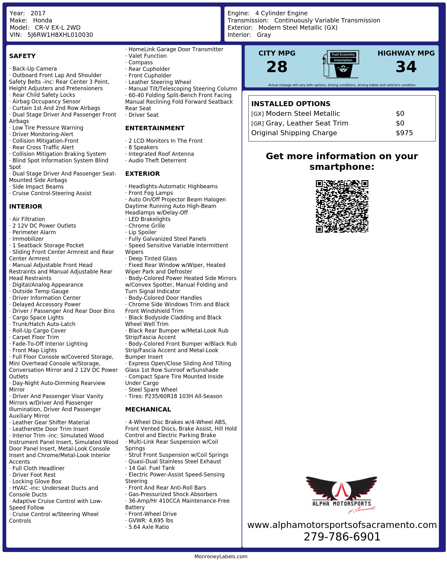 Monroney Label