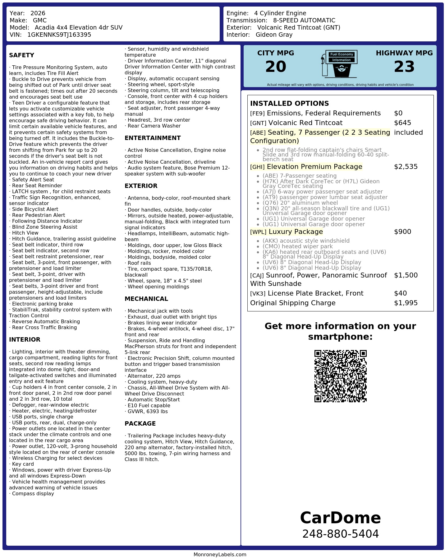 Monroney Label