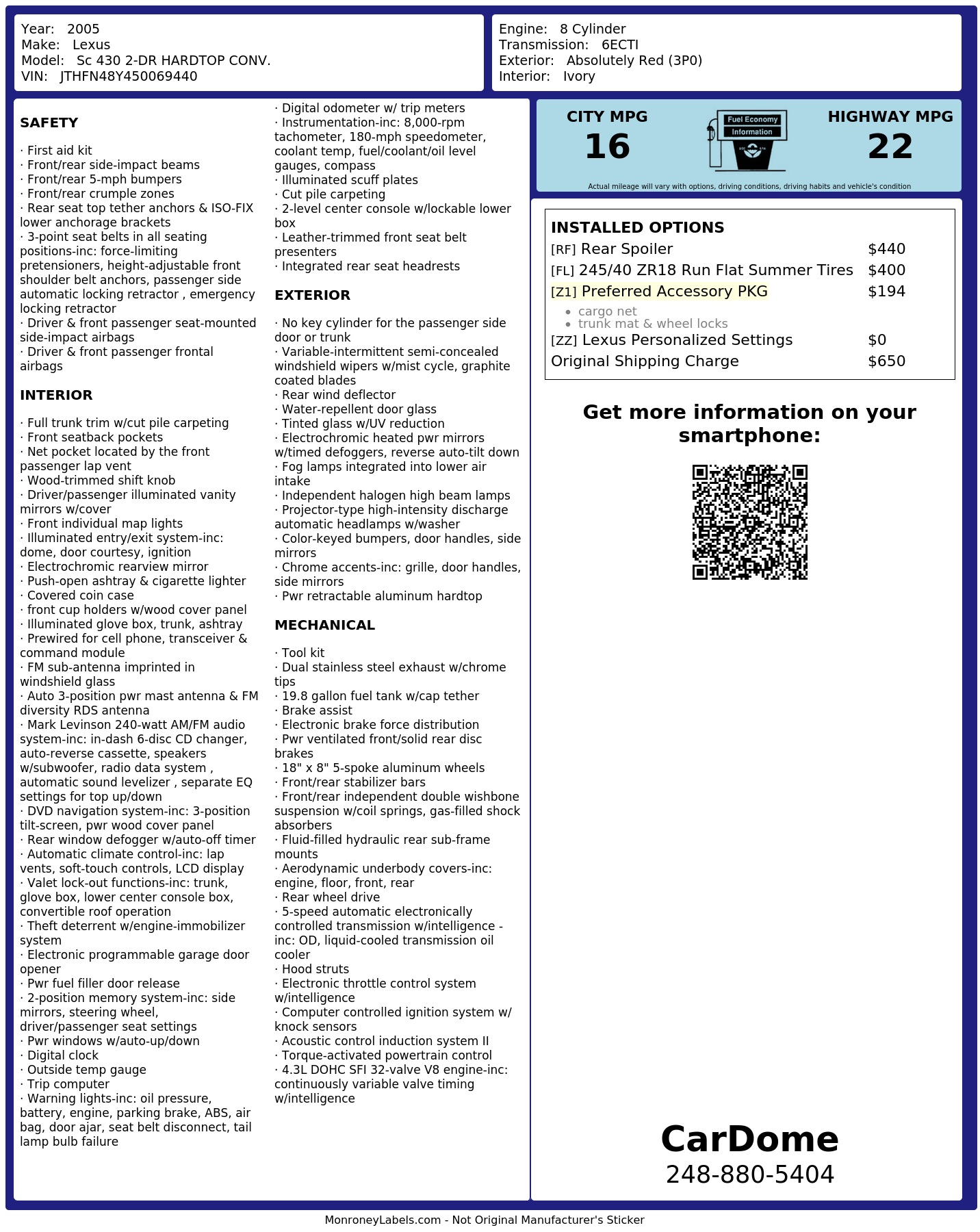 Monroney Label