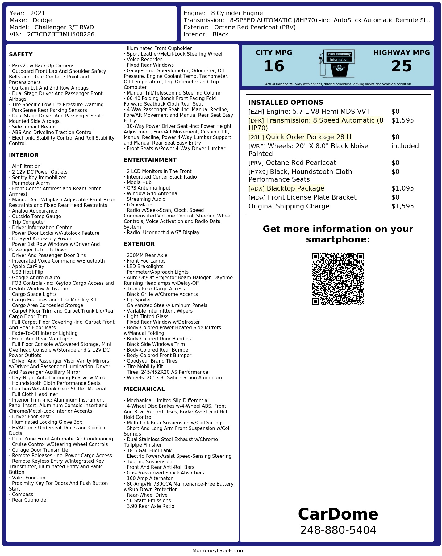 Monroney Label