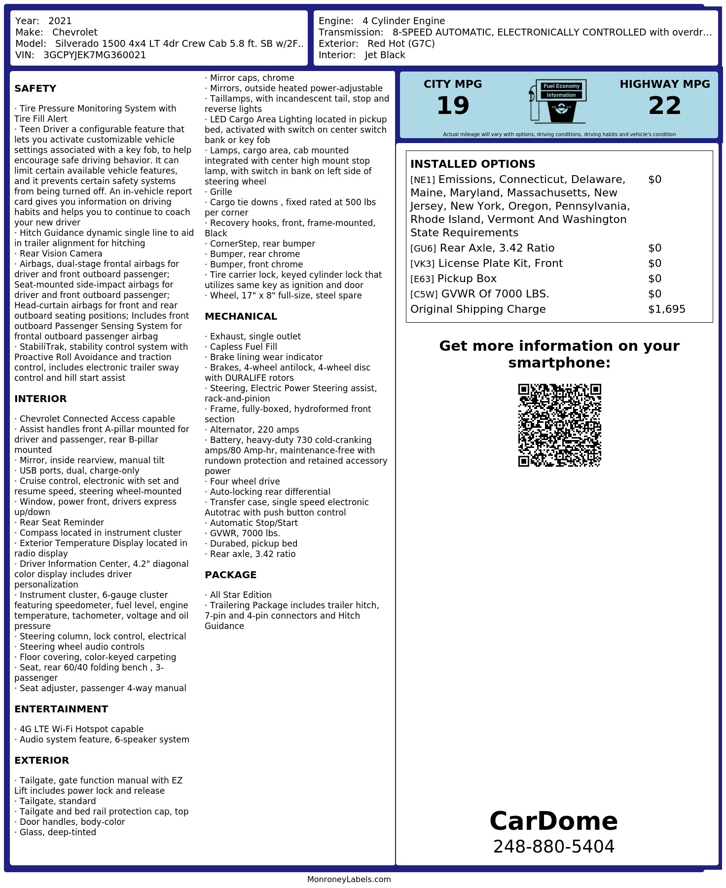 Monroney Label