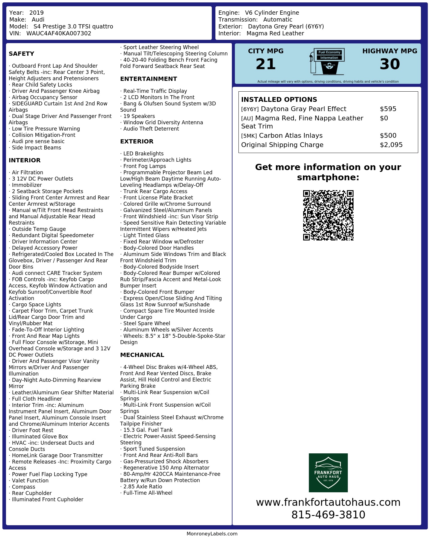 Monroney Label