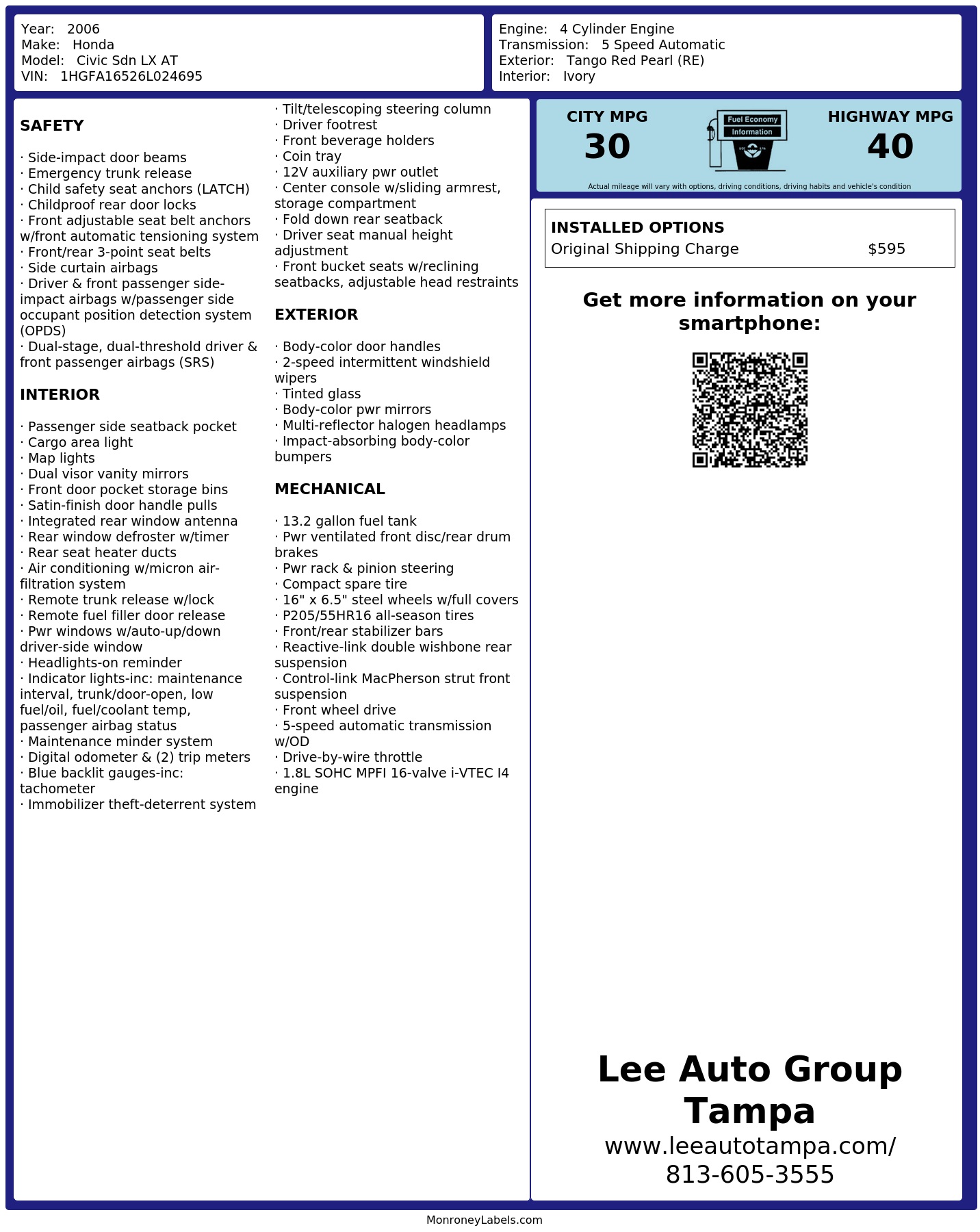 Monroney Label