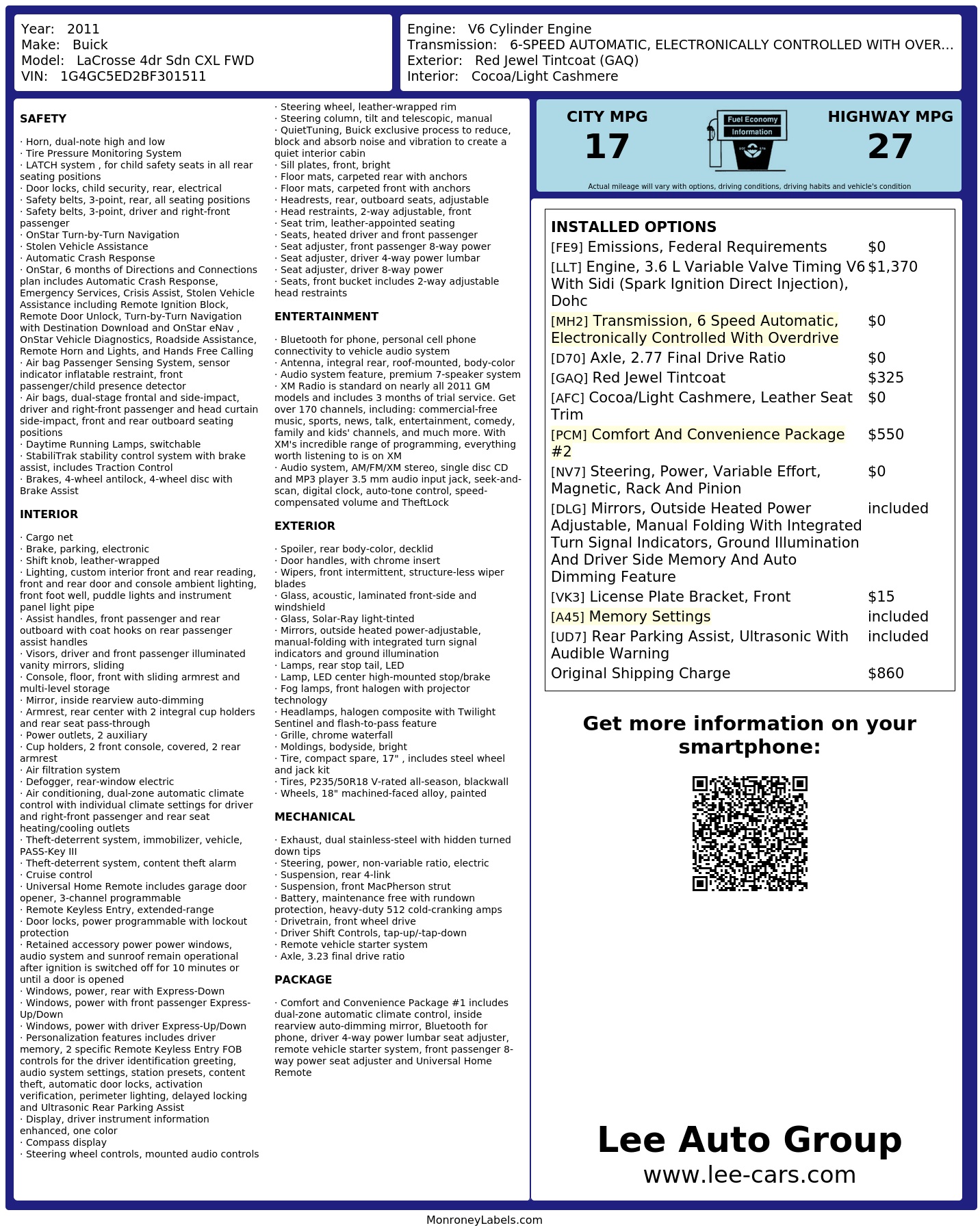 Monroney Label