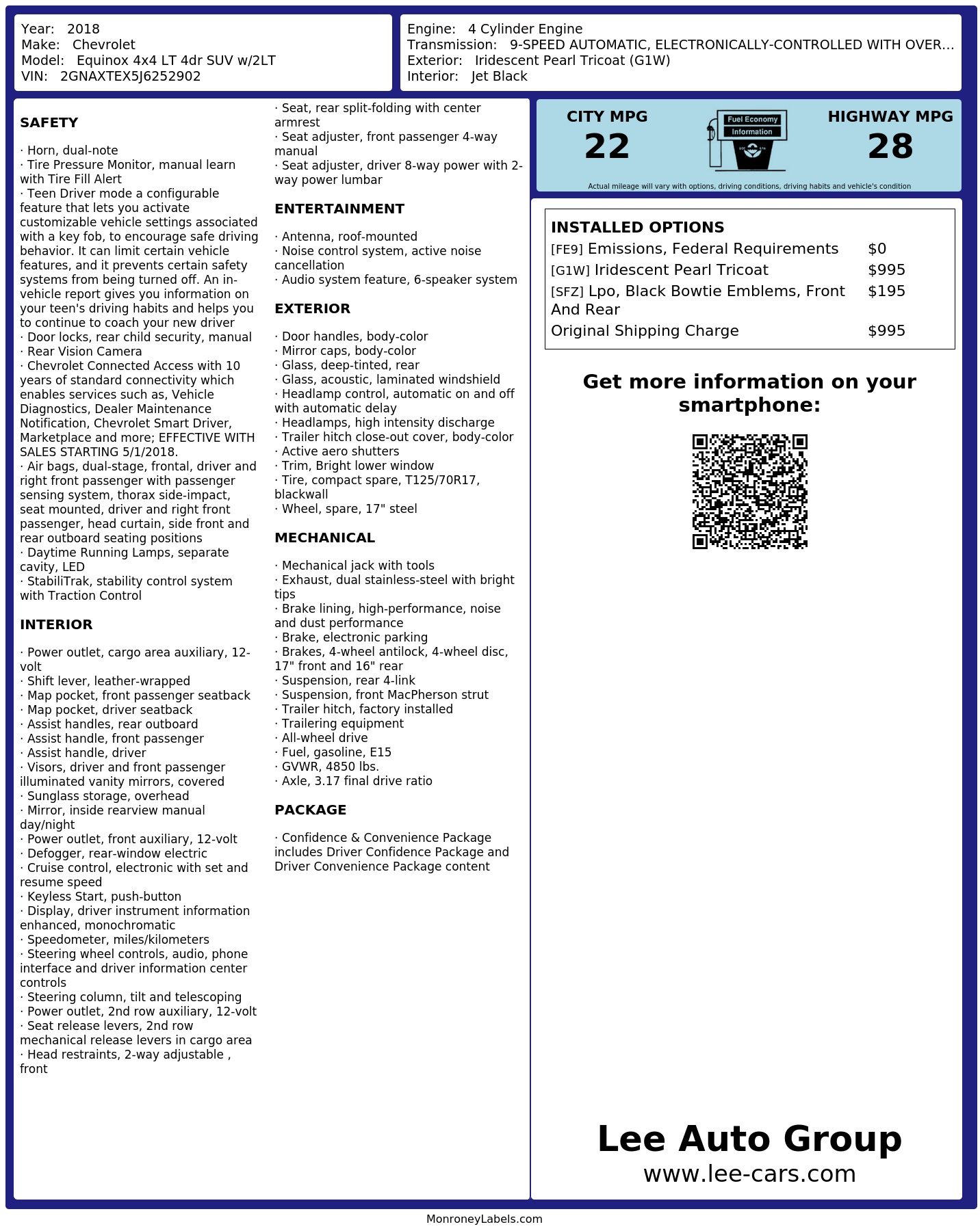 Monroney Label