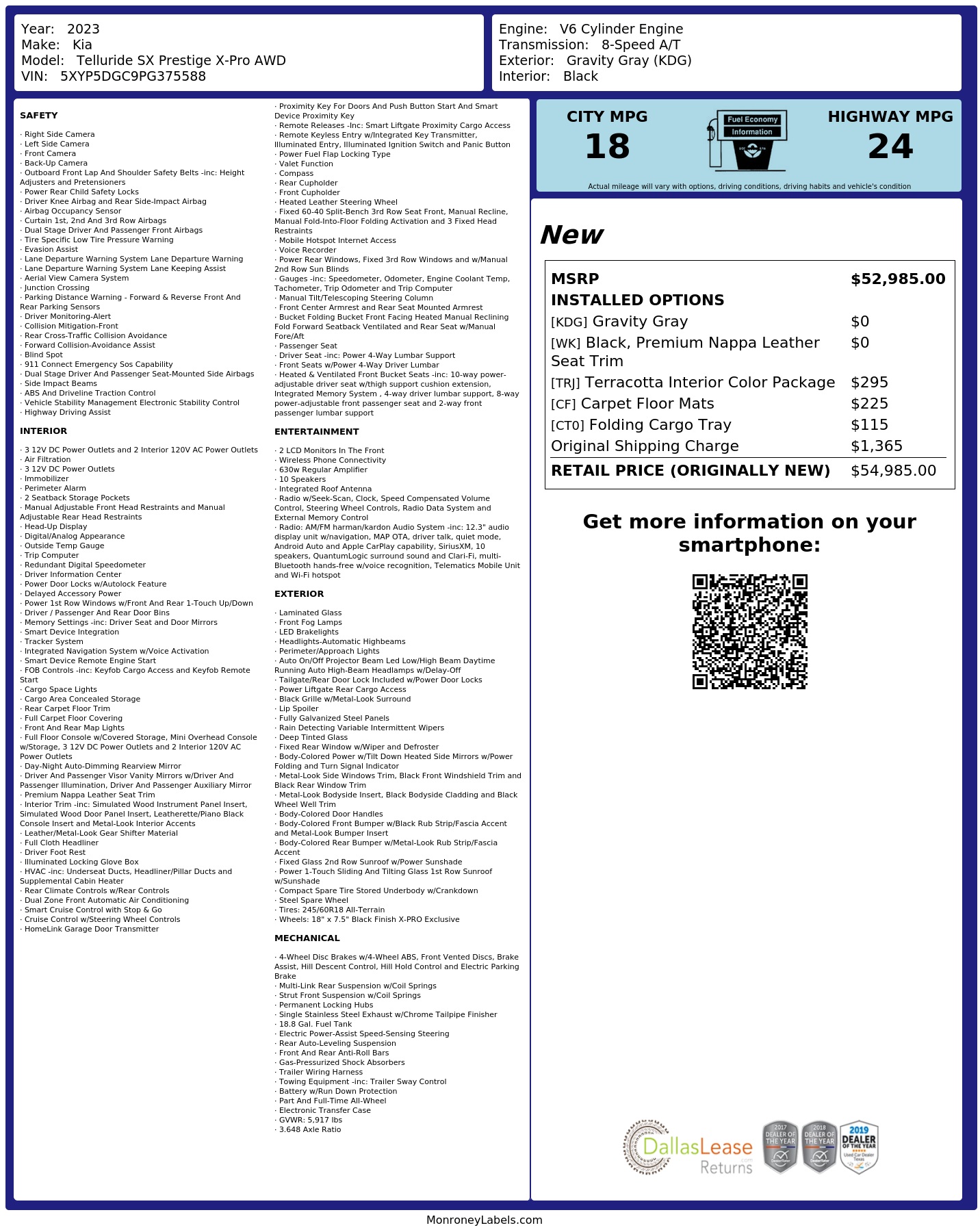 Monroney Label