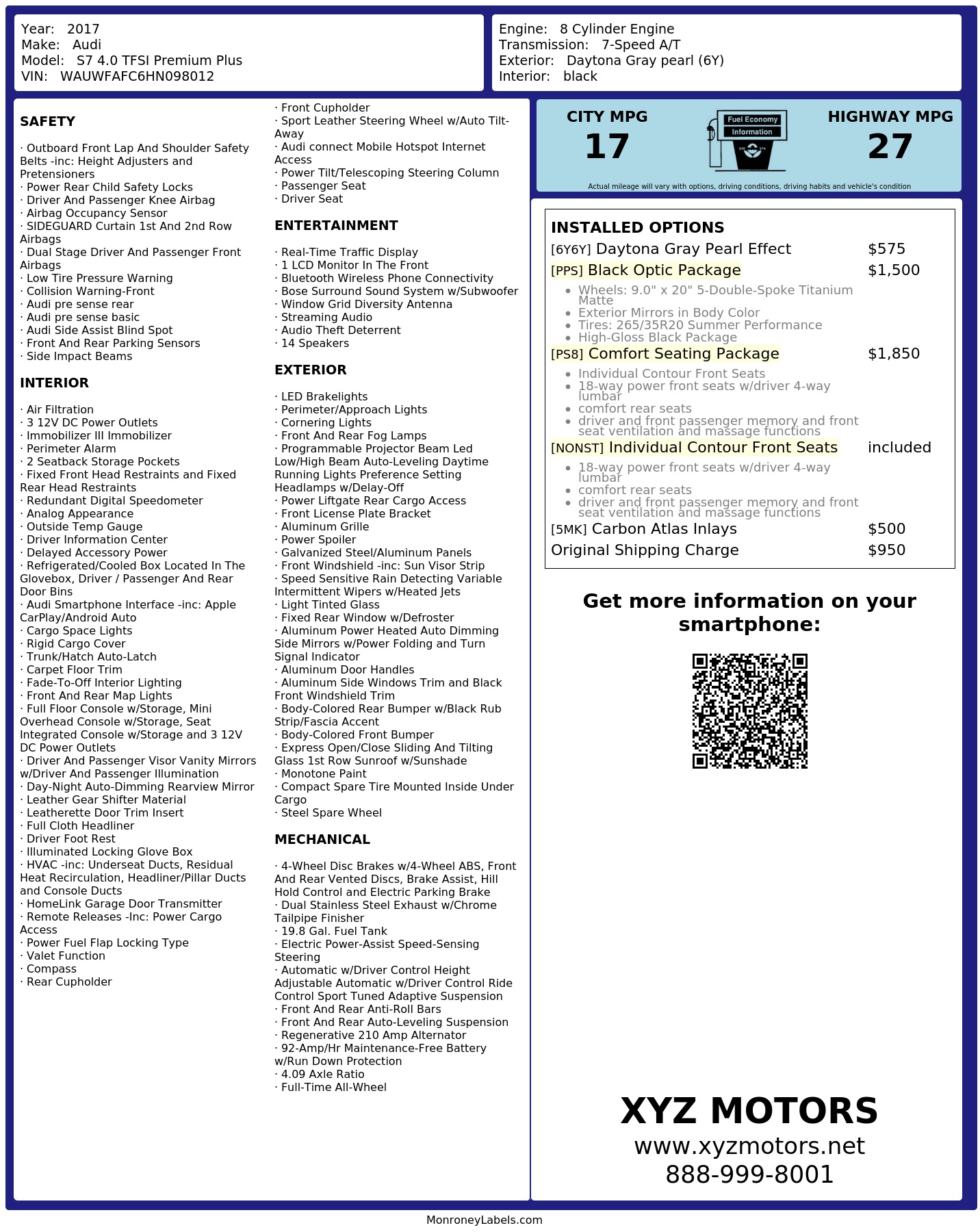 Monroney Label