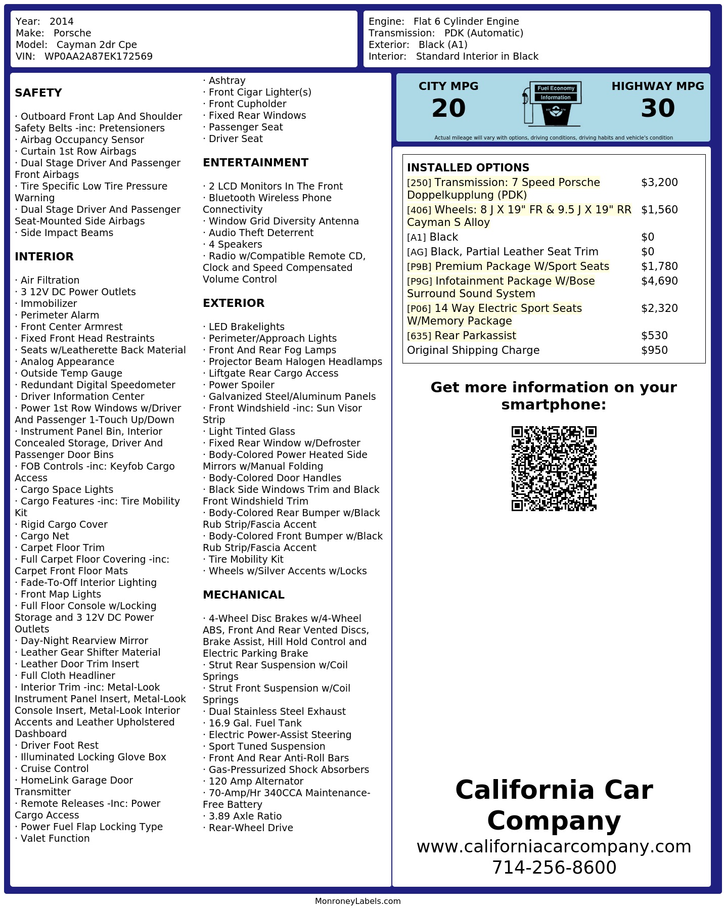Monroney Label