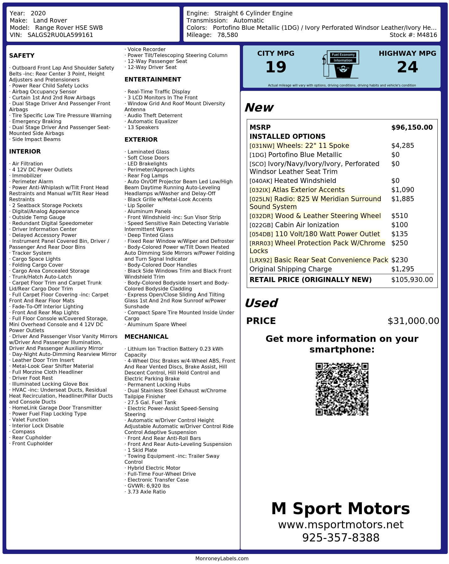 Monroney Label