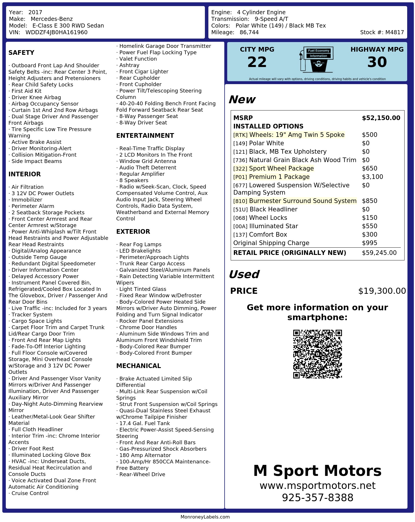 Monroney Label