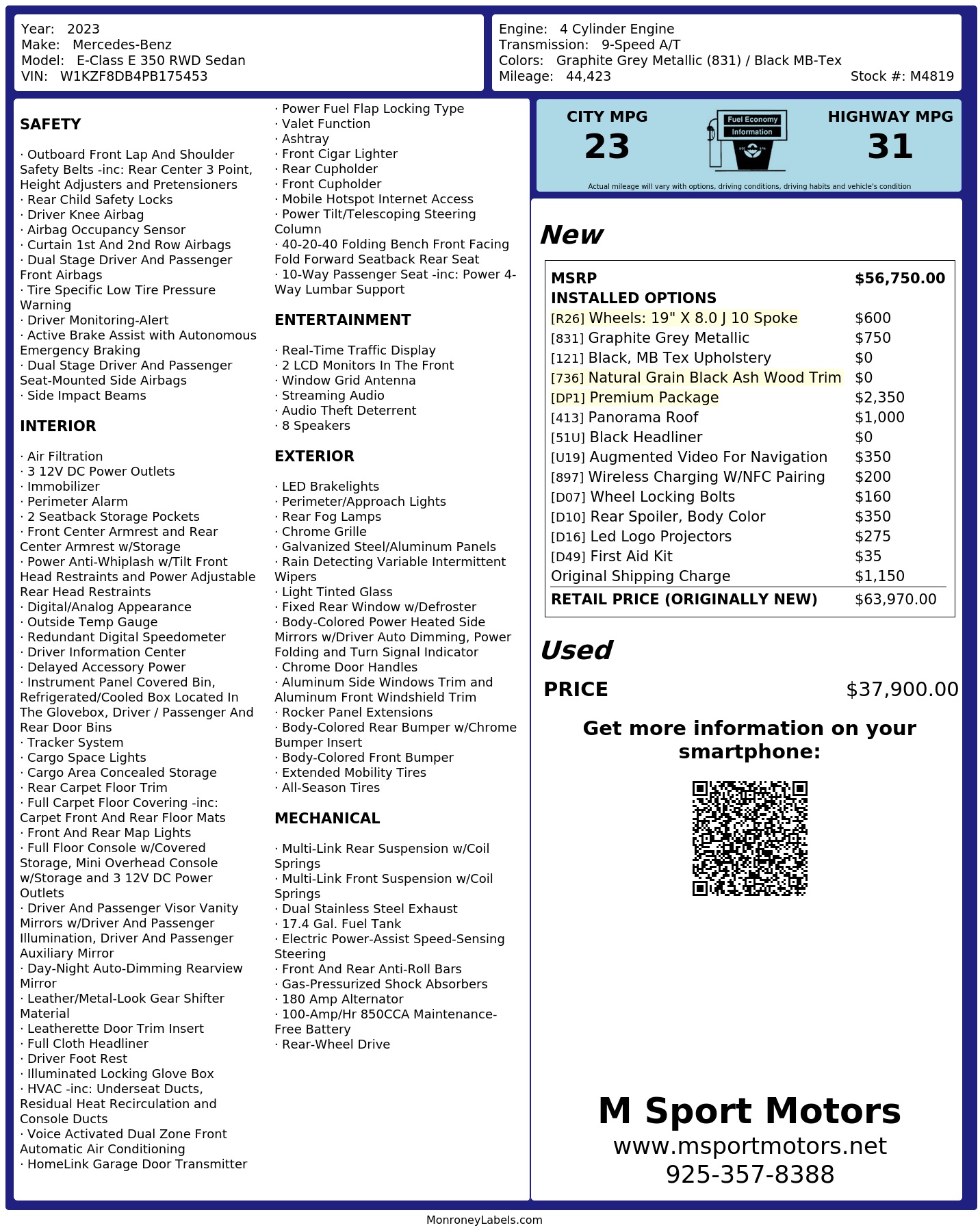 Monroney Label
