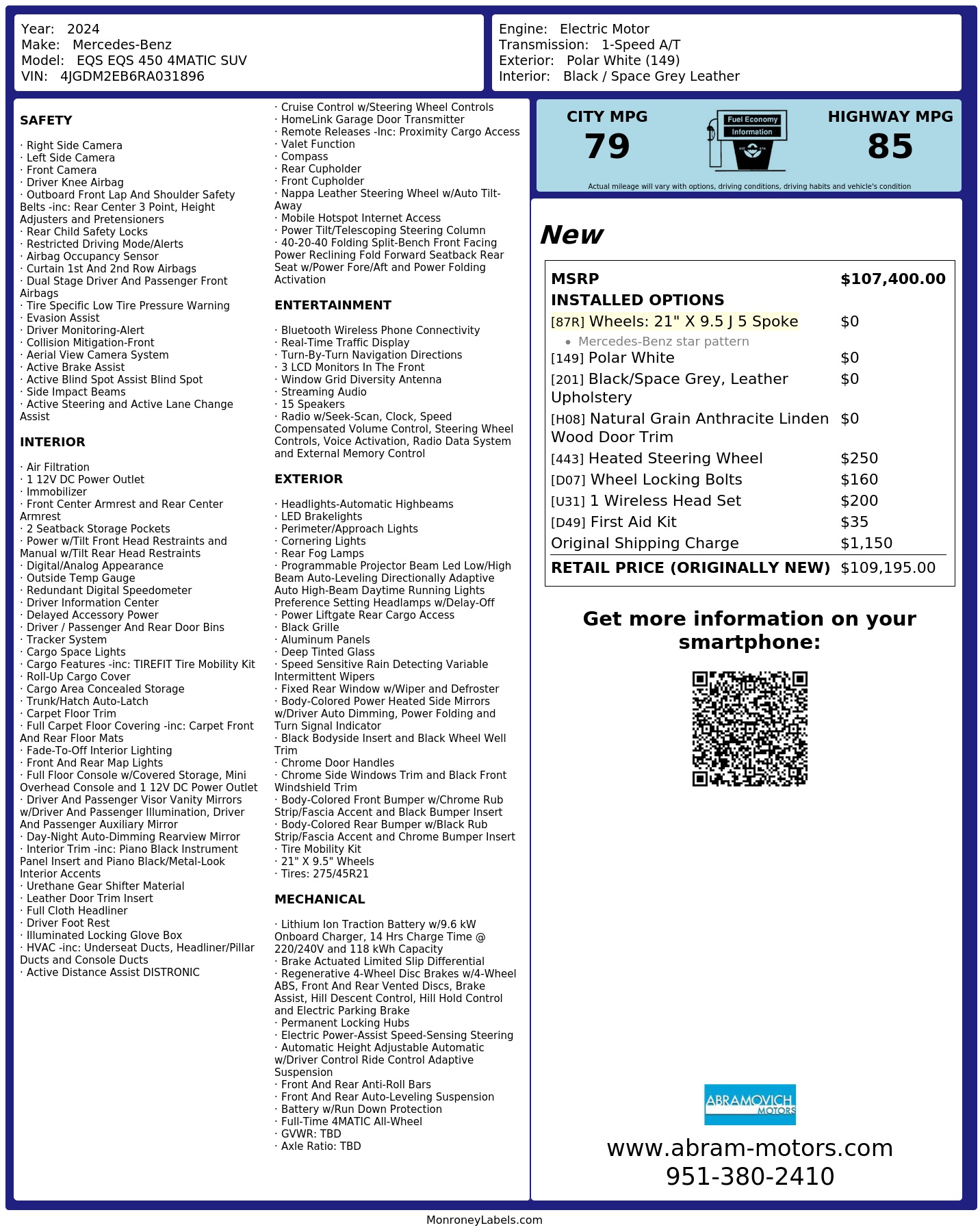 Monroney Label
