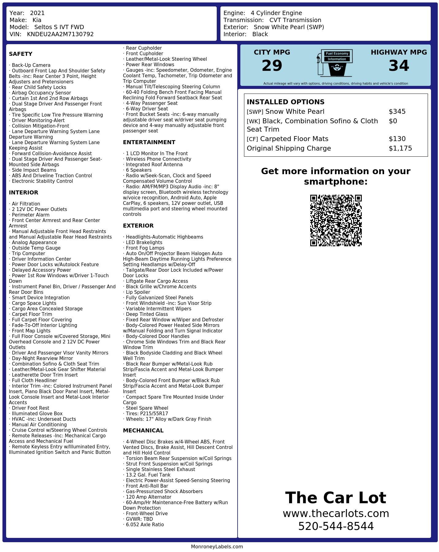 Monroney Label