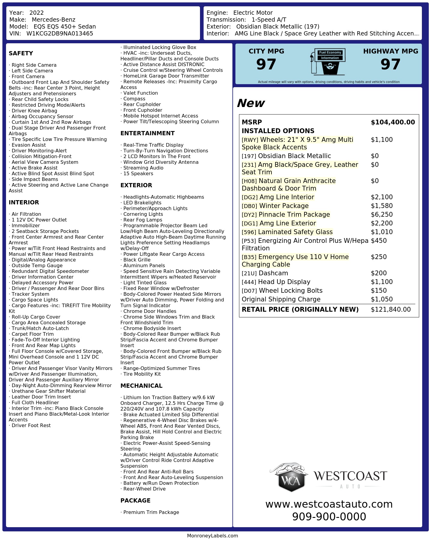 Monroney Label