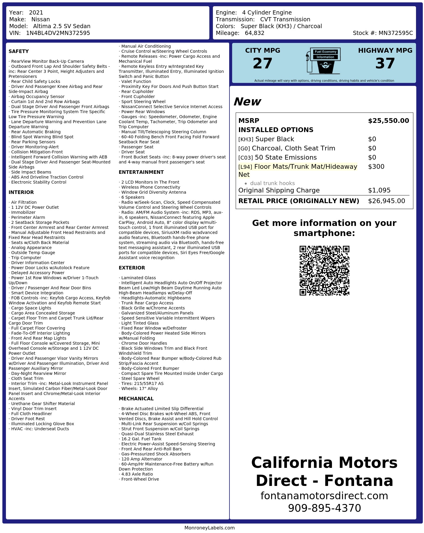 Monroney Label