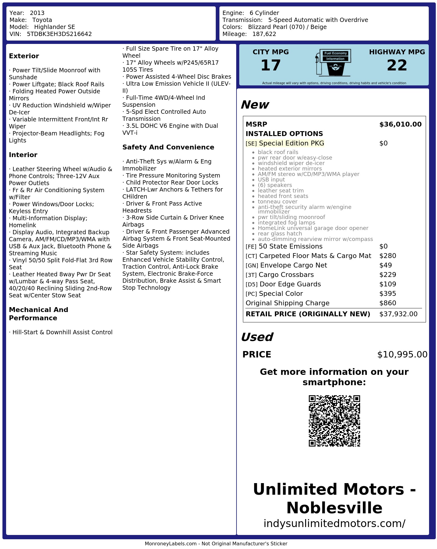 Monroney Label